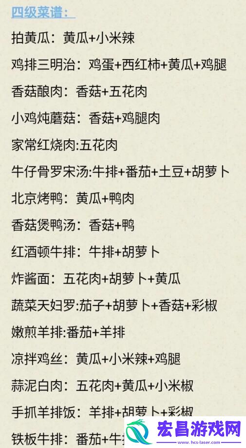 我的休闲时光菜谱攻略