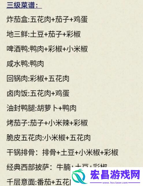 我的休闲时光菜谱攻略