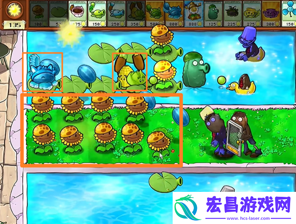 植物大战僵尸杂交版西瓜猫蒲1怎么过