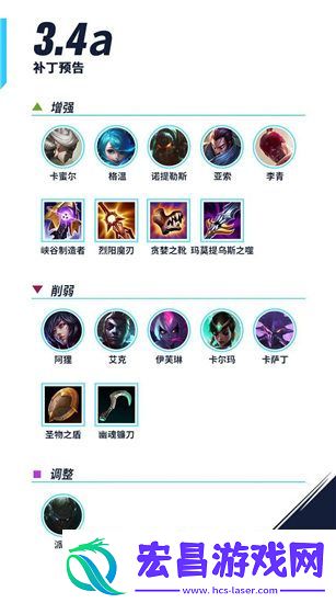 英雄联盟手游3.4a版本有哪些调整