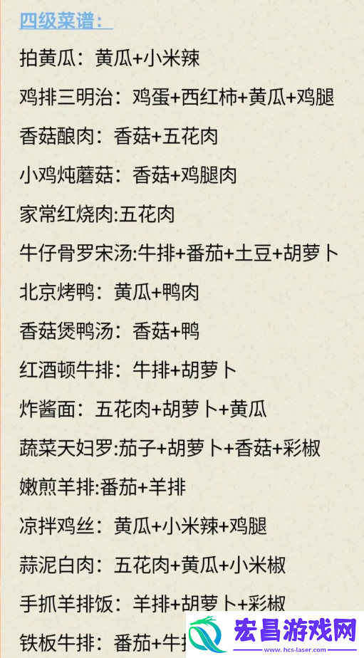 我的休闲时光菜谱配方有哪些
