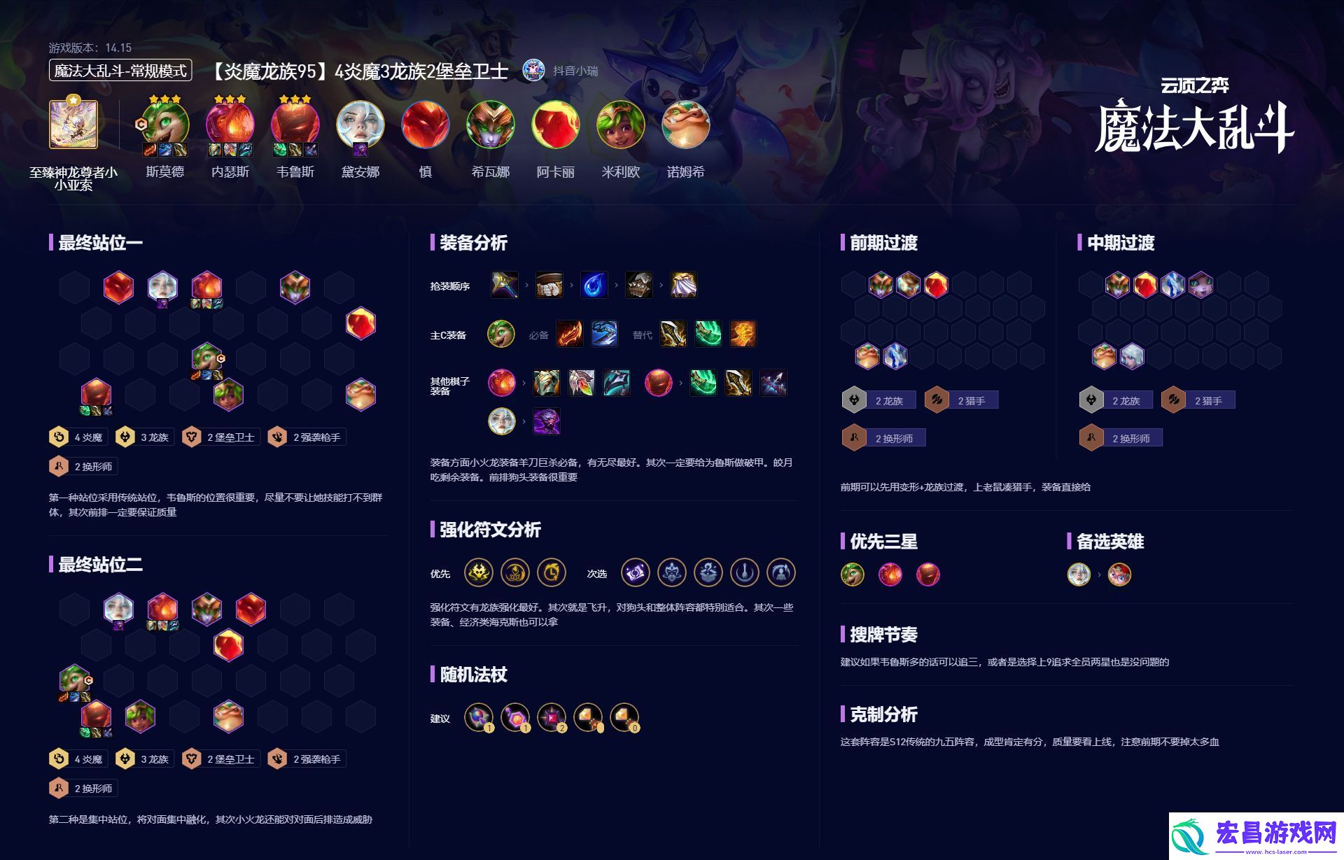 云顶之弈S12炎魔龙族95阵容攻略
