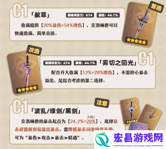 原神克洛琳德武器推荐