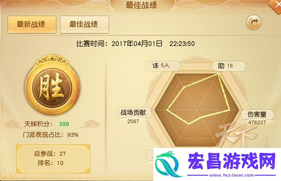 天下手游天梯分数计算解答