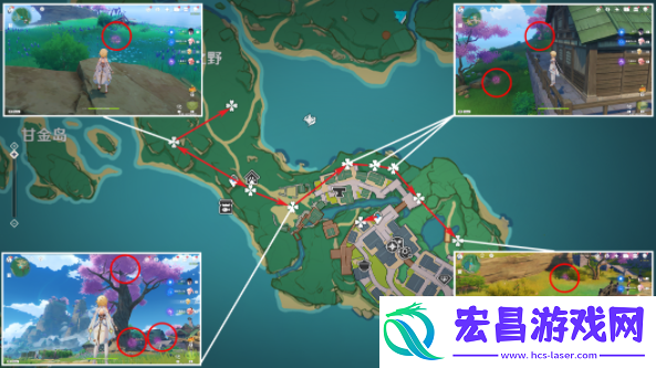 原神绯樱绣球采集路线