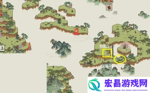 江南百景图黄山云海艾草的具体位置信息