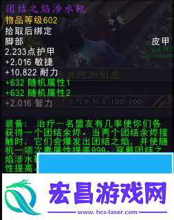 魔兽世界团结之焰涉水靴属性是什么