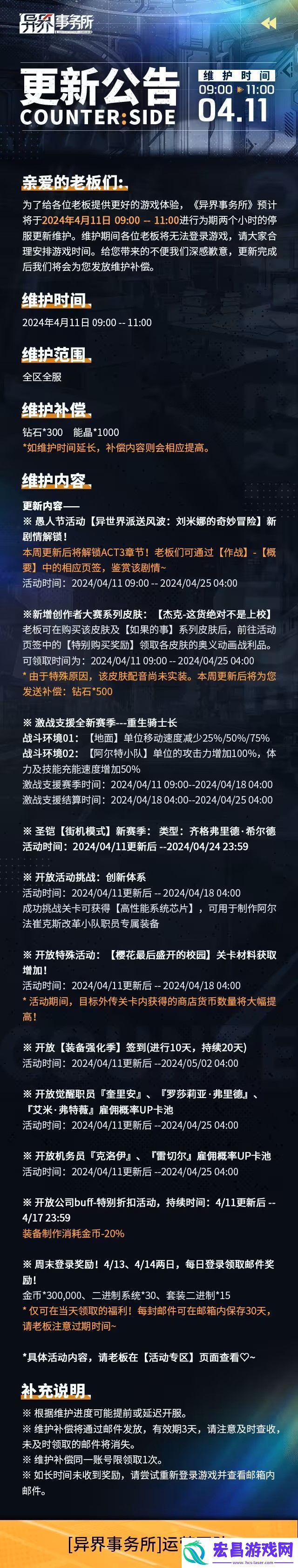 异界事务所4月11日更新了什么