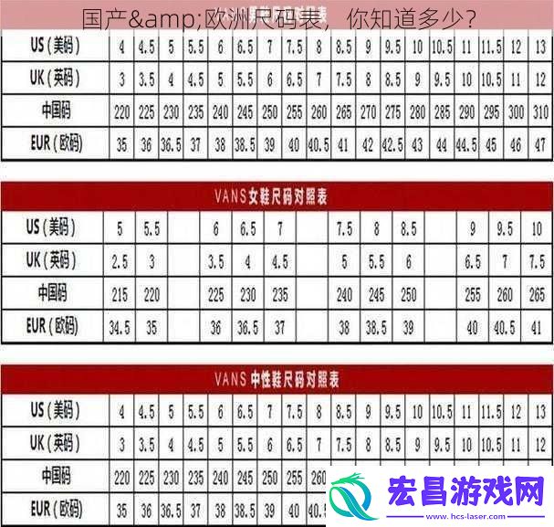国产&欧洲尺码表