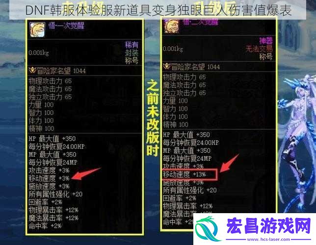 DNF韩服体验服新道具变身独眼巨人伤害值爆表