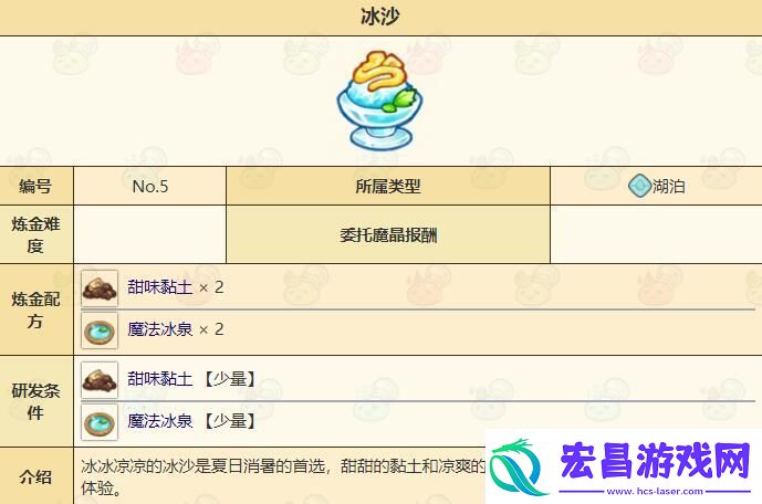 诺弗兰物语冰沙配方详情