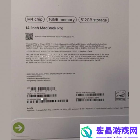 配备M4芯片！苹果新款14英寸MacBook
