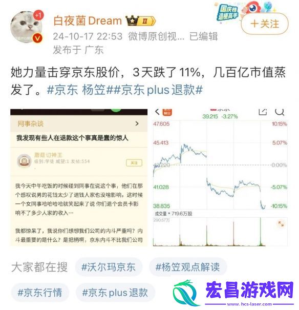 京东股价暴跌引友热议