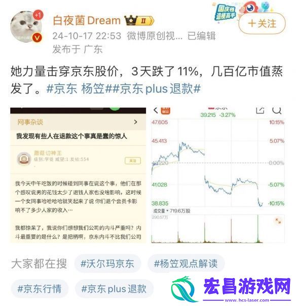 京东股价暴跌引友热议