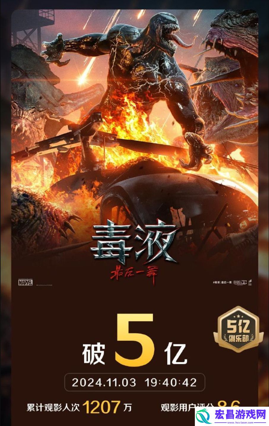 毒液3国内票房破5亿