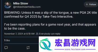 高尔夫游戏PGA巡回赛2K新作将于2025年推出