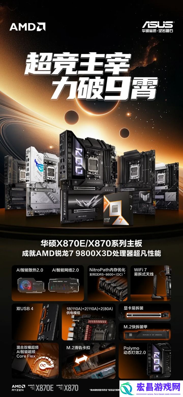 9800X3D+华硕X870主板双A合璧新王组合