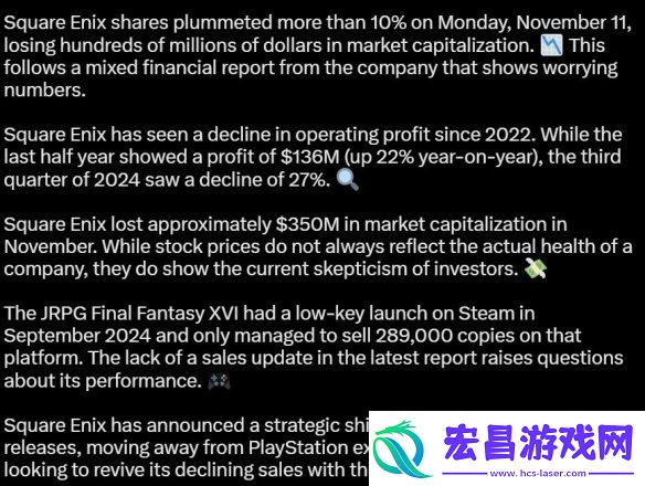最终幻想16PC版市场表现未达预期