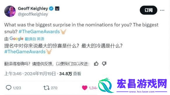 TGA调查玩家最惊喜和最失望的游戏提名