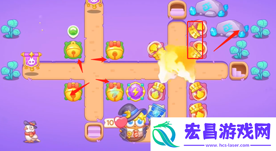 保卫萝卜4阿波与魔法宝藏第57关通关攻略