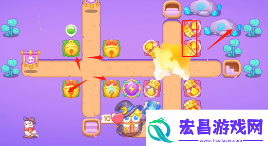保卫萝卜4阿波与魔法宝藏第57关通关攻略