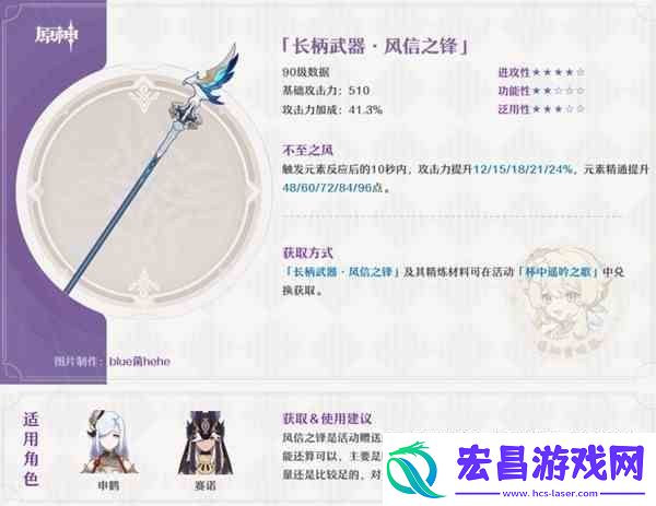 原神3.1版活动武器风信之锋强度解析