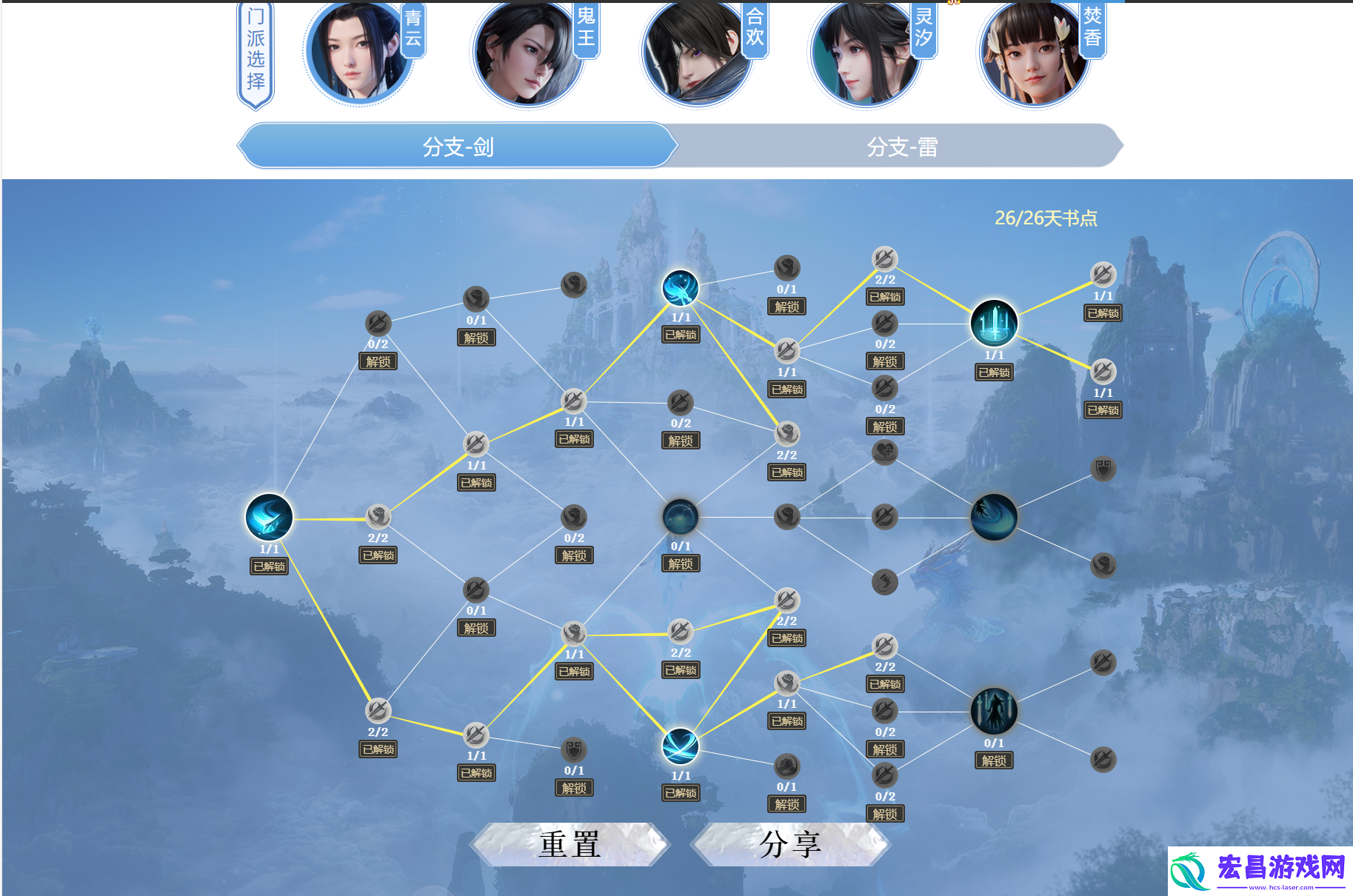 诛仙世界剑青云天书加点
