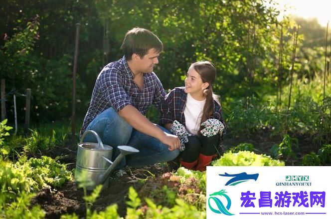 父亲有力挺送女儿的花园
