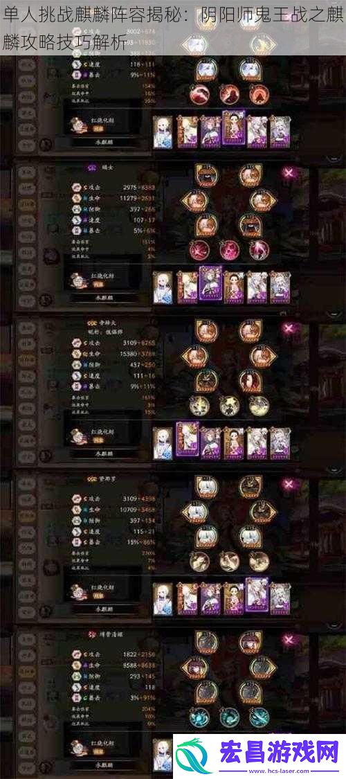 单人挑战麒麟阵容揭秘