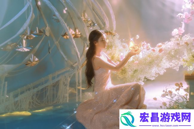 王楚然身穿亮片长裙表情纯真