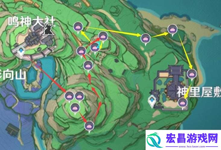 原神稻妻区域绯樱绣球详细位置分布图及采集攻略