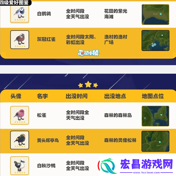 心动小镇观鸟图鉴大全
