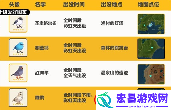 心动小镇观鸟图鉴大全