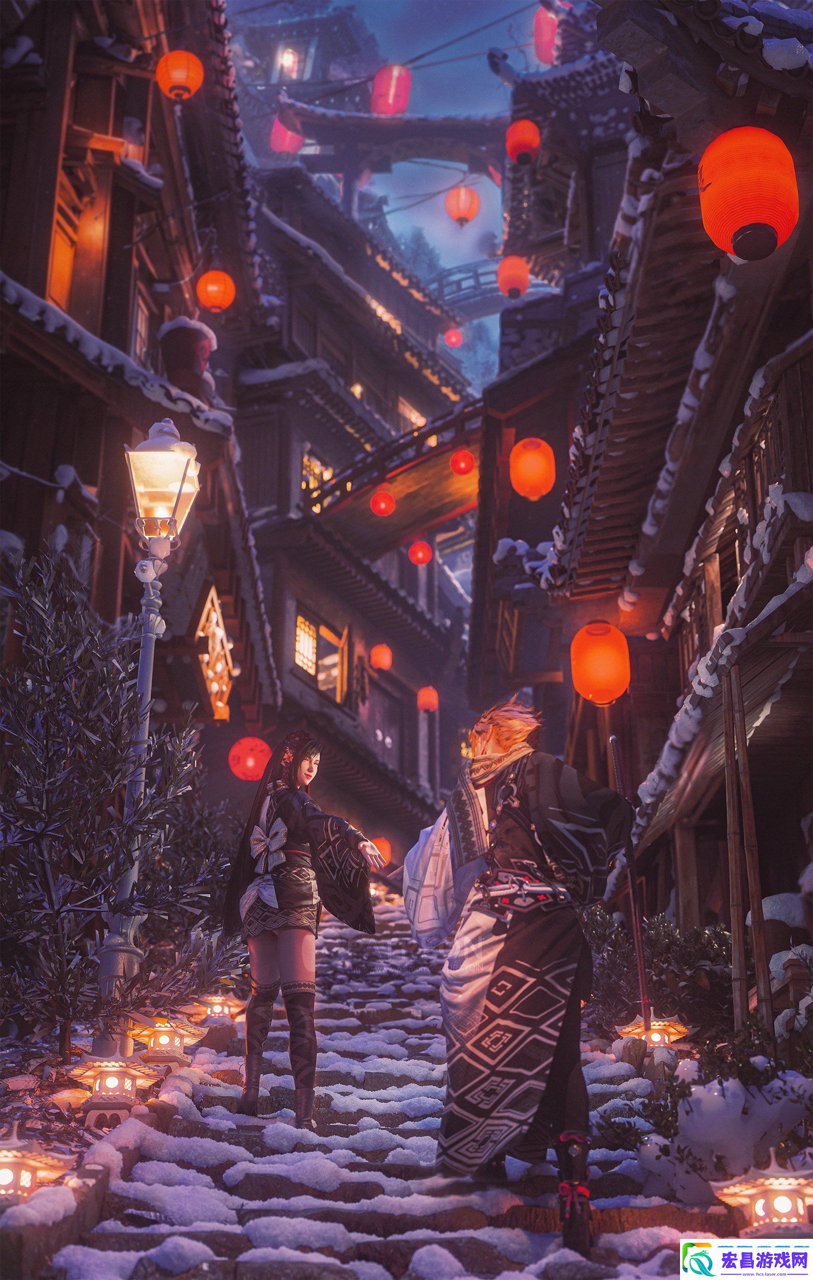博主分享FF7克劳德和蒂法渲染图