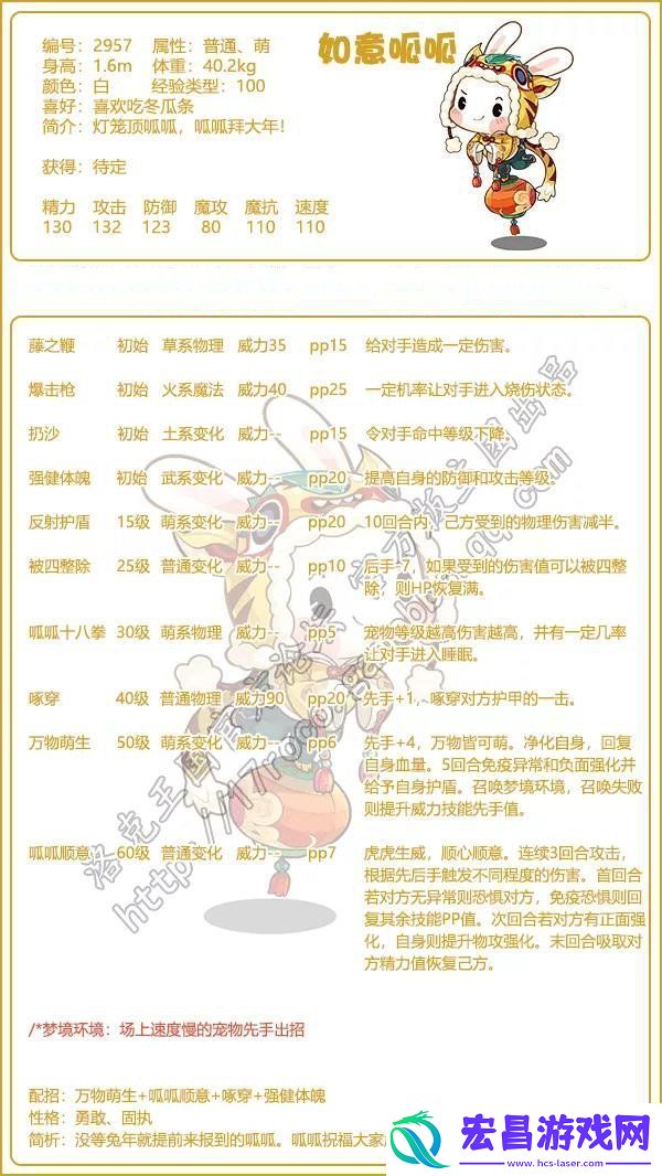 洛克王国如意呱呱技能表一览