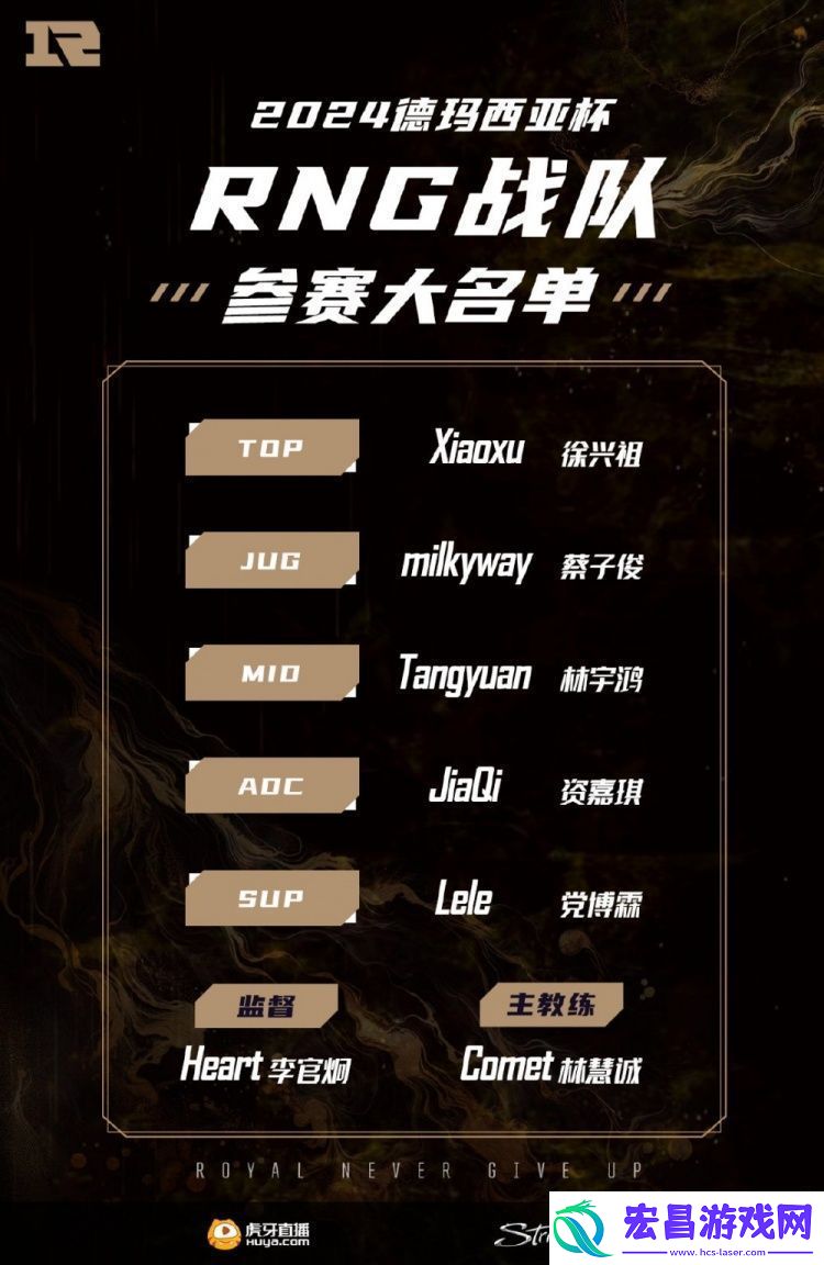 主力上阵！RNG发布德杯大名单