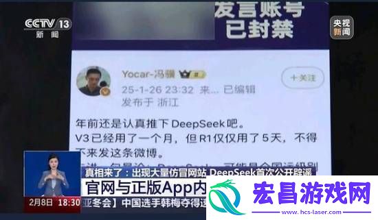 央视报道DeepSeek辟谣仿冒网站！冯骥微博截图亮相