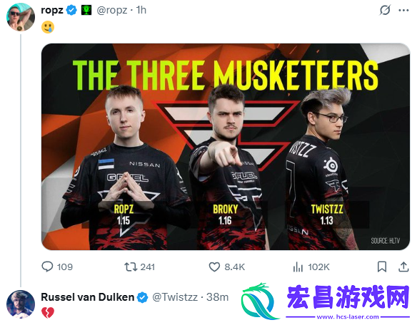FaZe两位老大哥发布动态告别小弟