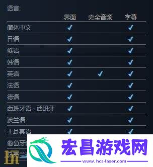 游戏支持语言介绍
