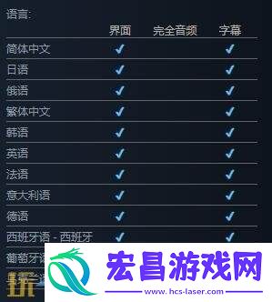 游戏支持语言一览
