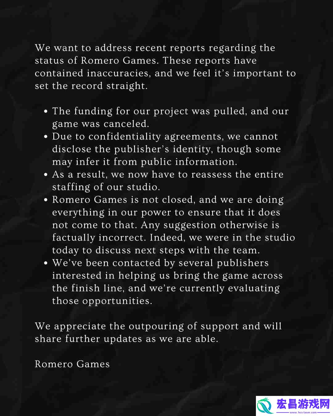 Games澄清没有关闭-被砍项目或有转机