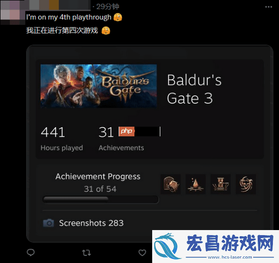 发行总监透露博德之门3游玩时长中位数