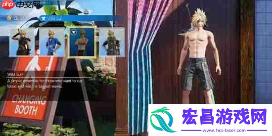 FF7RE官推分享克劳德泳装设定图