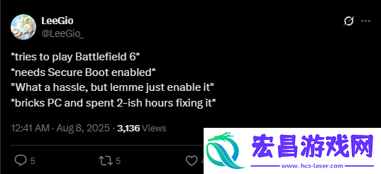 战地6安全启动导致小白玩家的电脑“变砖”
