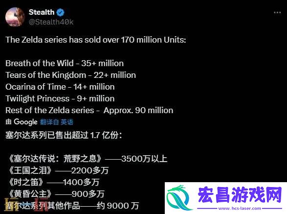 塞尔达系列最新销量数据：总销量突破1.7亿份！
